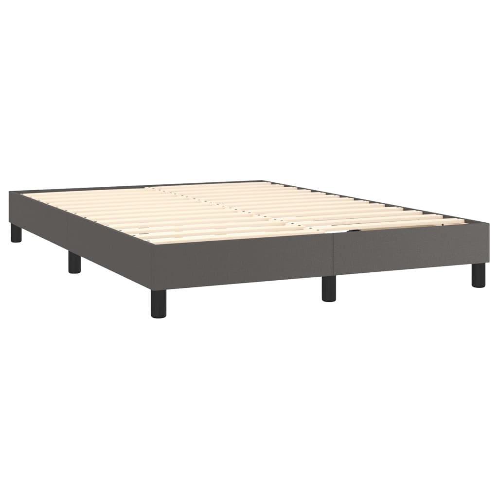 vidaXL Cama box spring con colchón cuero sintético gris 140x190 cm