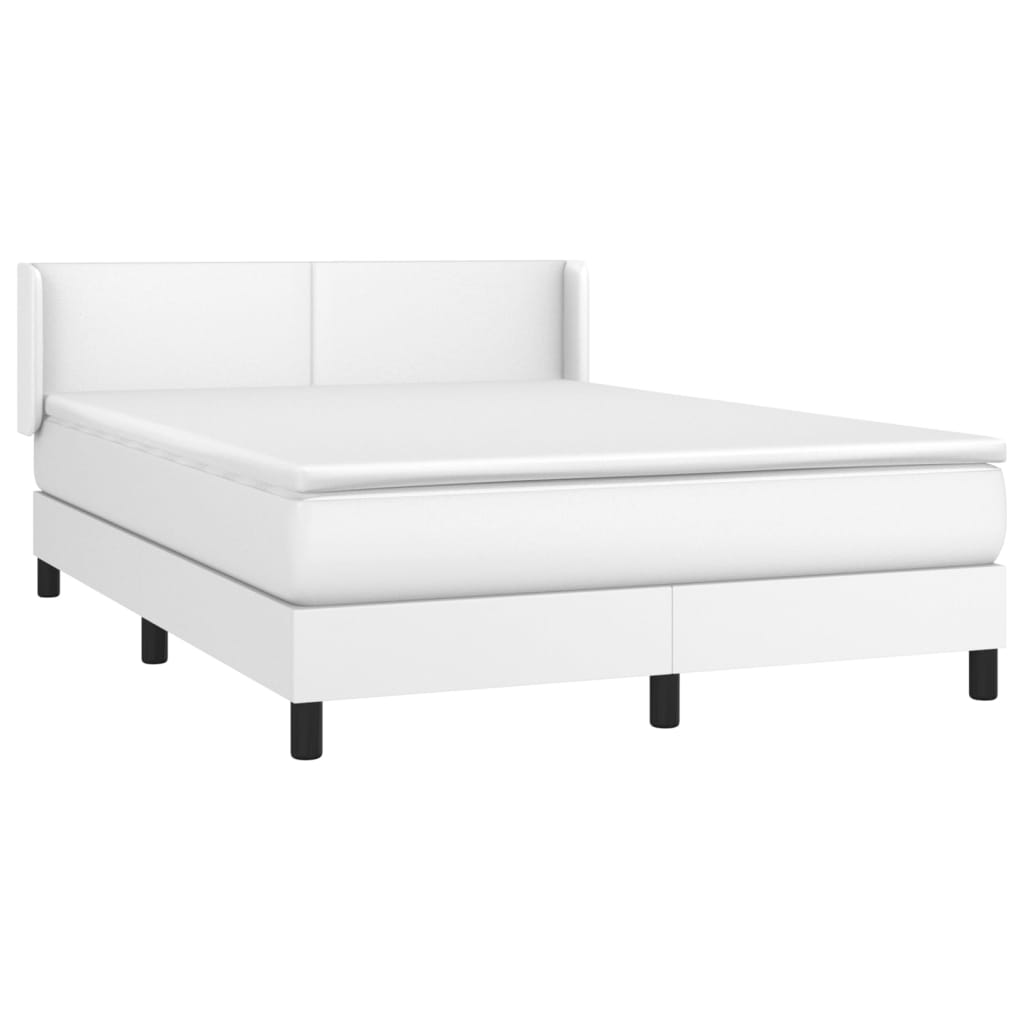 vidaXL Cama box spring con colchón cuero sintético blanco 140x200cm