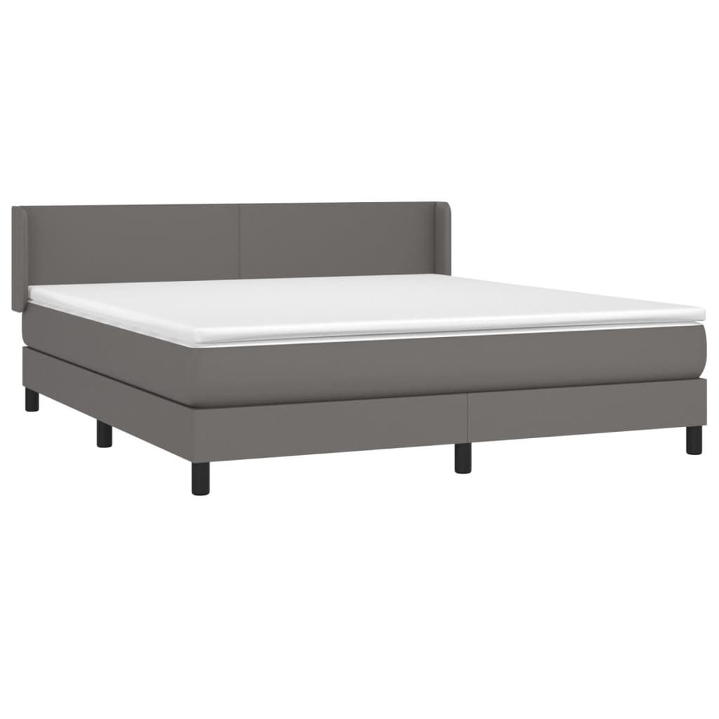 vidaXL Cama box spring con colchón cuero sintético gris 160x200 cm