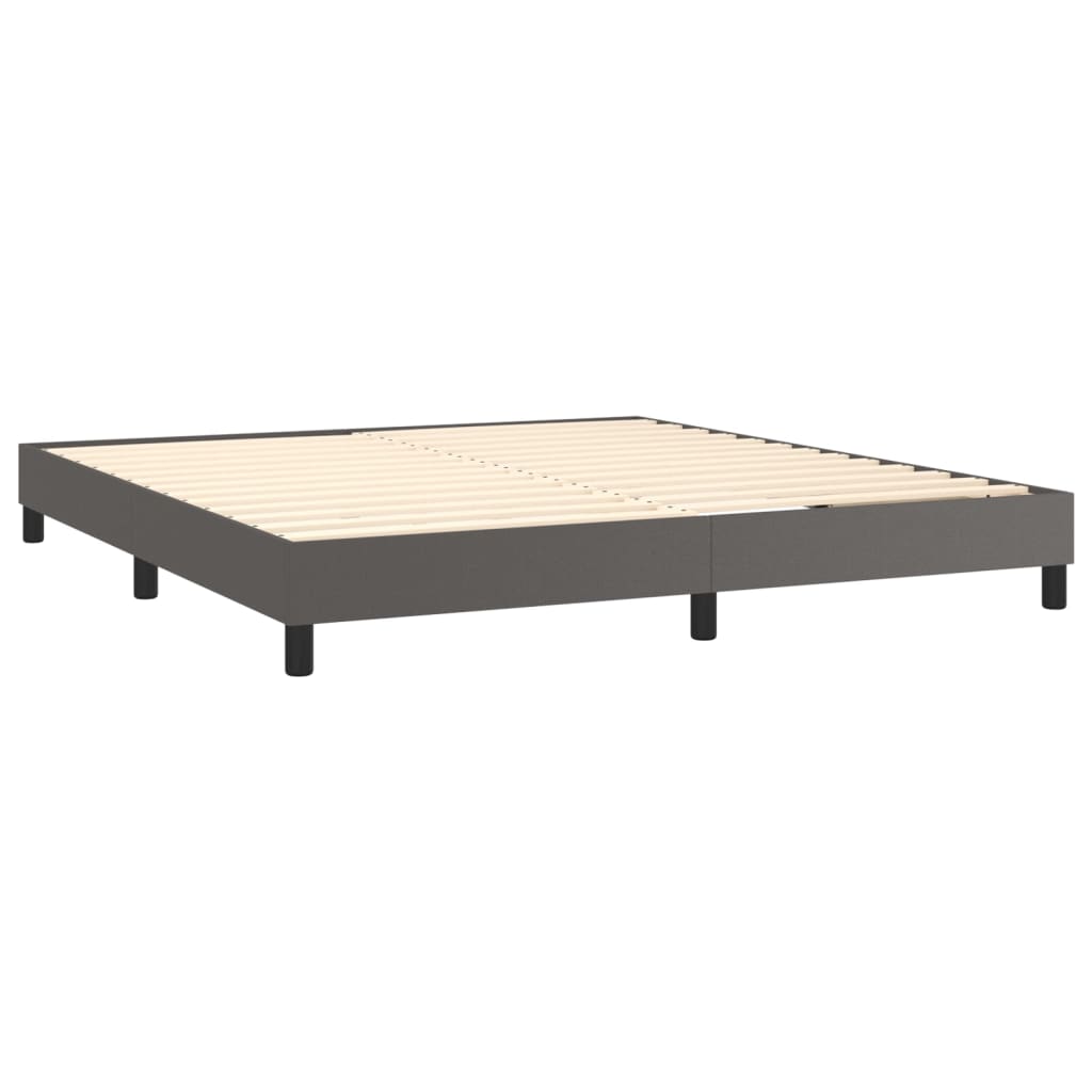 vidaXL Cama box spring con colchón cuero sintético gris 160x200 cm