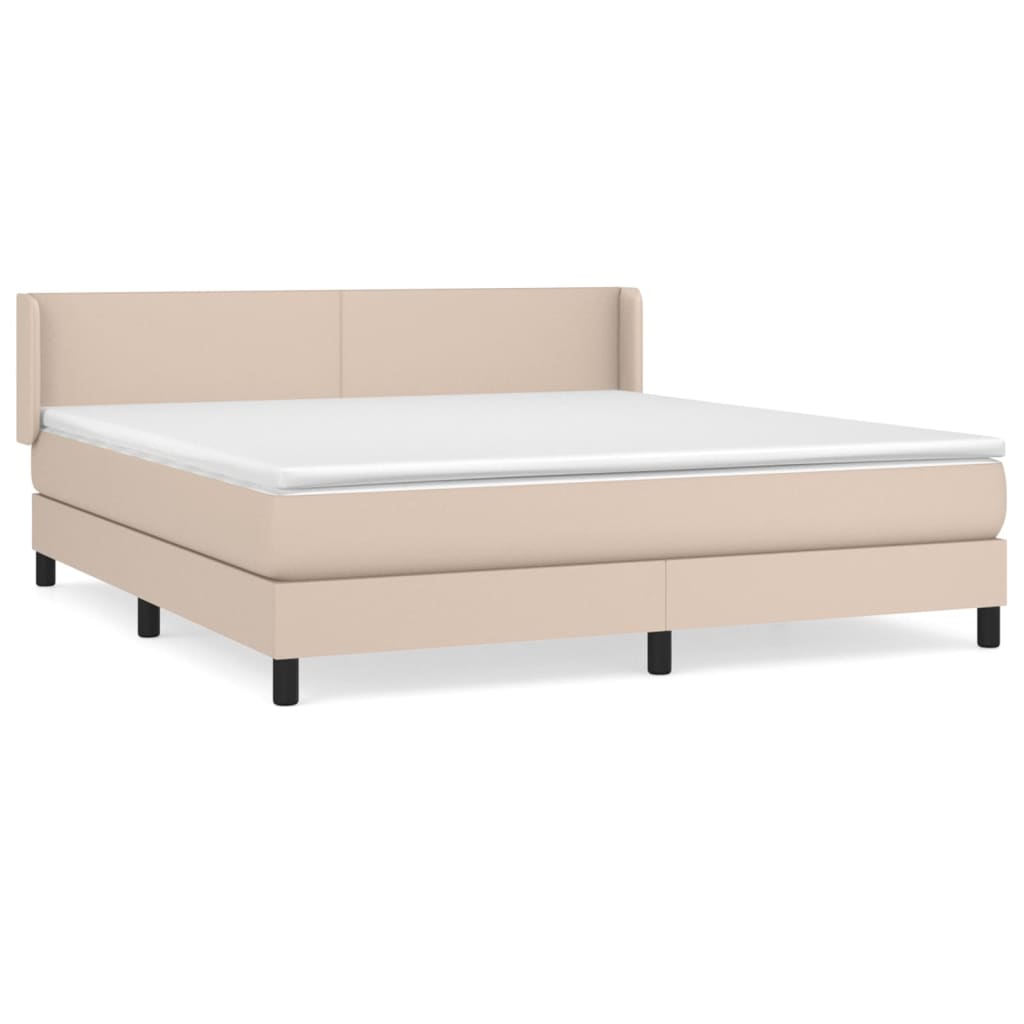 vidaXL Cama box spring con colchón cuero sintético capuchino 160x200cm