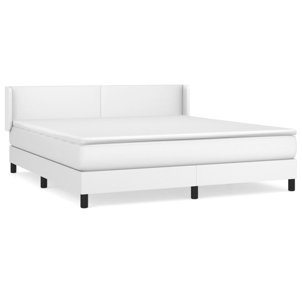 vidaXL Cama box spring con colchón cuero sintético blanco 180x200 cm