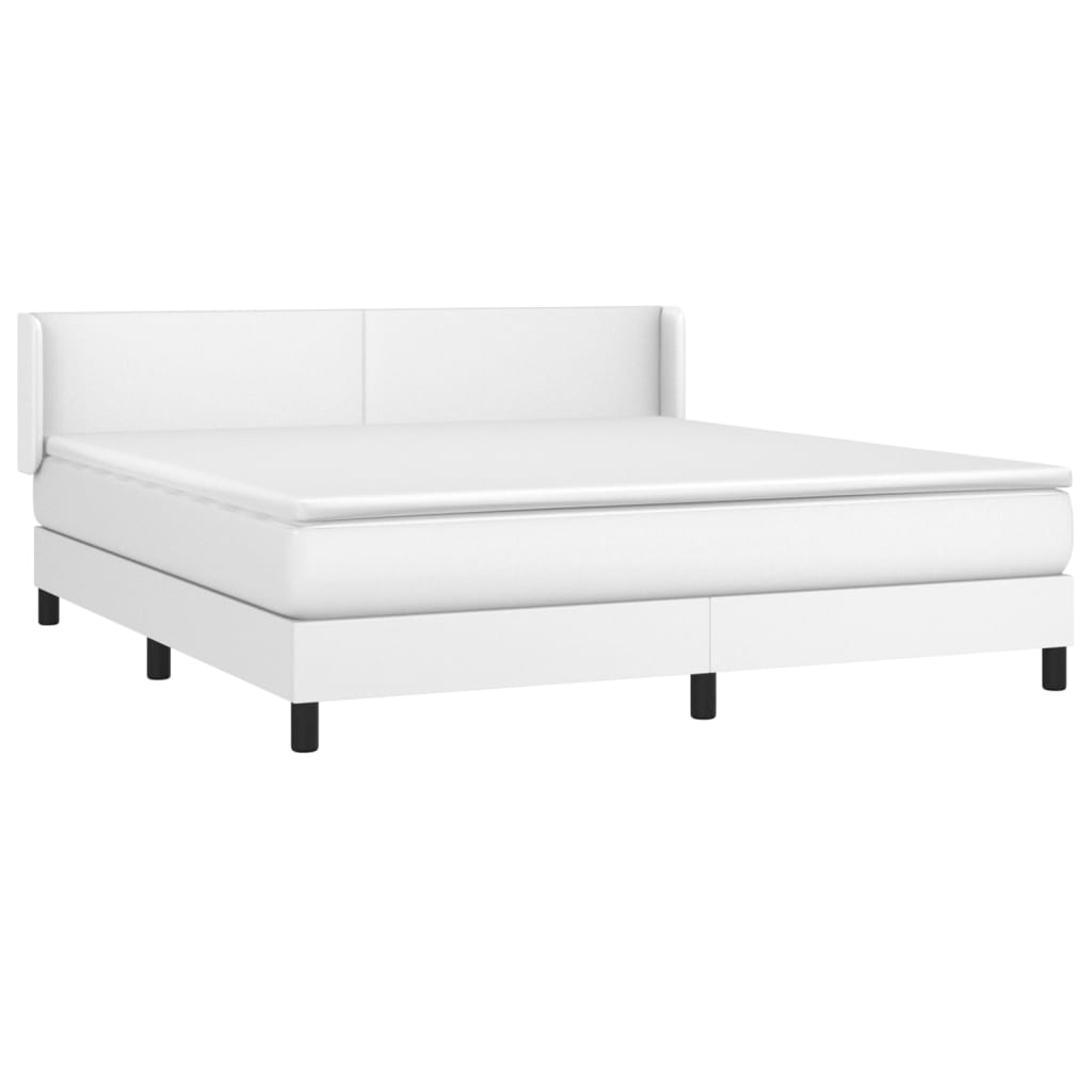 vidaXL Cama box spring con colchón cuero sintético blanco 180x200 cm