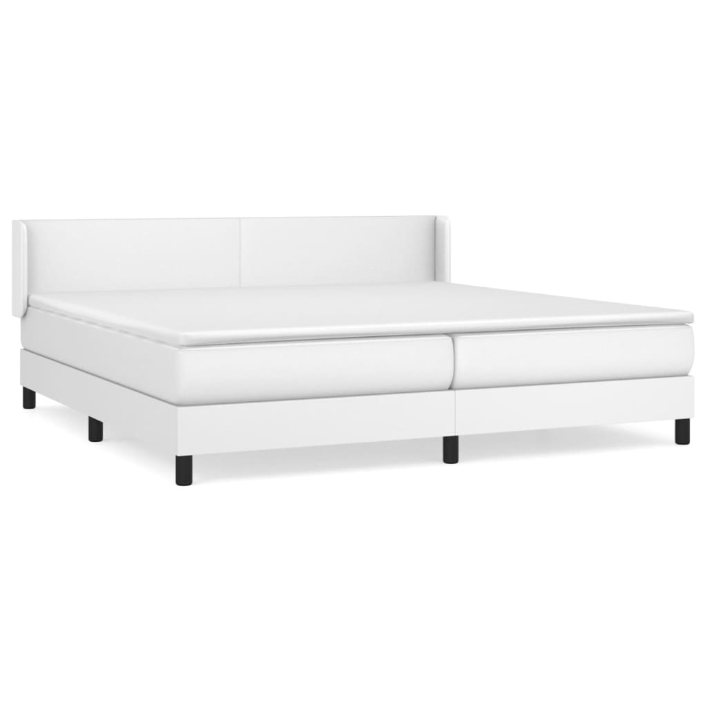 vidaXL Cama box spring con colchón cuero sintético blanco 200x200 cm