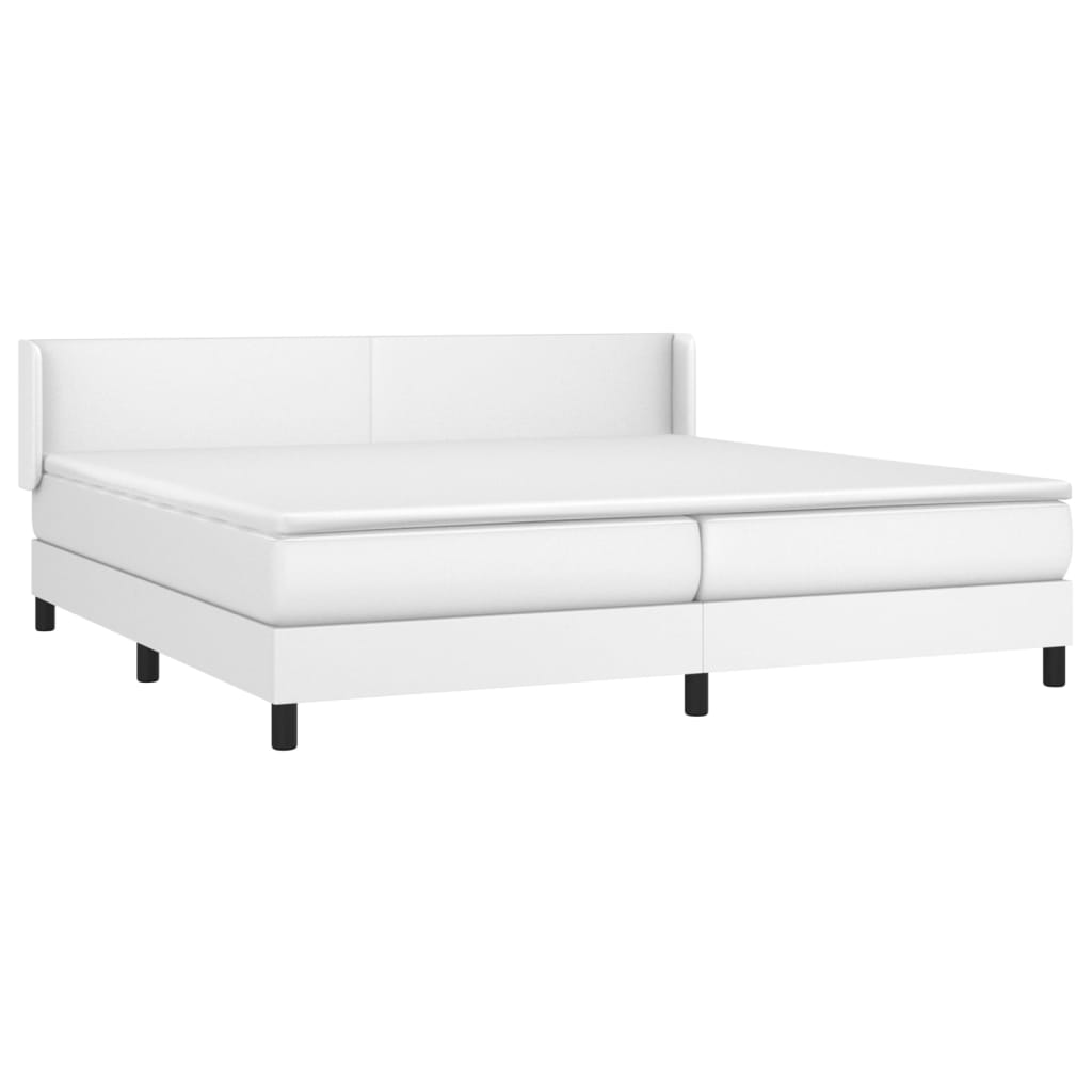 vidaXL Cama box spring con colchón cuero sintético blanco 200x200 cm