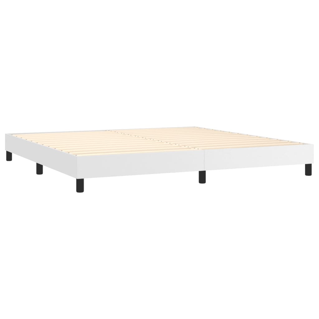 vidaXL Cama box spring con colchón cuero sintético blanco 200x200 cm