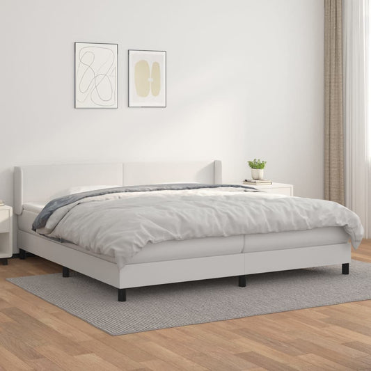 vidaXL Cama box spring con colchón cuero sintético blanco 200x200 cm