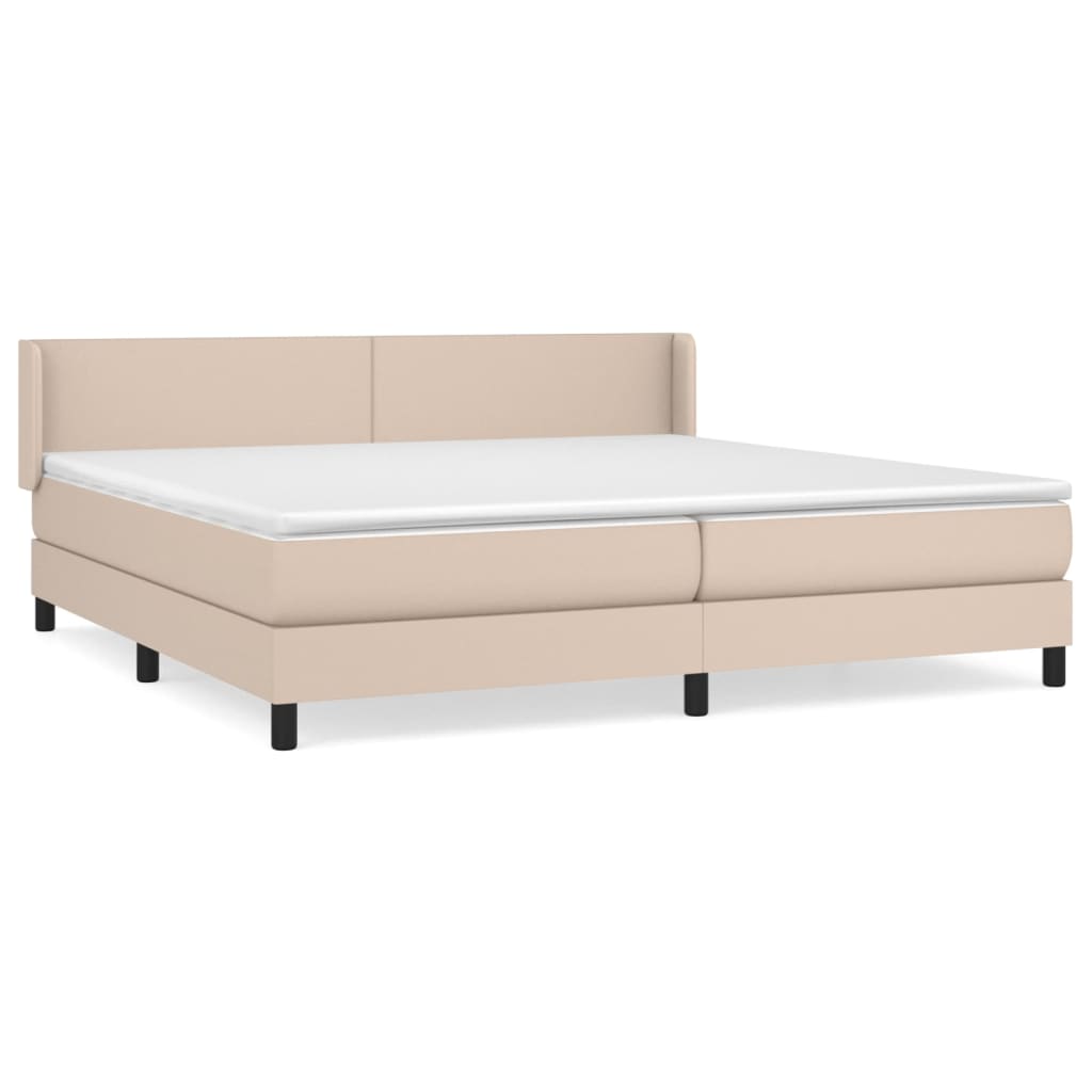 vidaXL Cama box spring con colchón cuero sintético capuchino 200x200cm