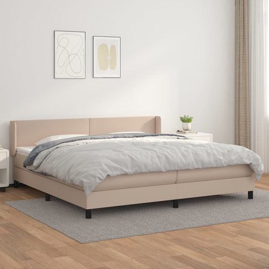 vidaXL Cama box spring con colchón cuero sintético capuchino 200x200cm