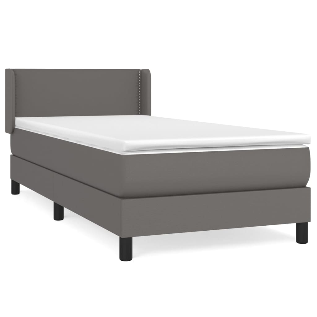 vidaXL Cama box spring con colchón cuero sintético gris 90x190 cm