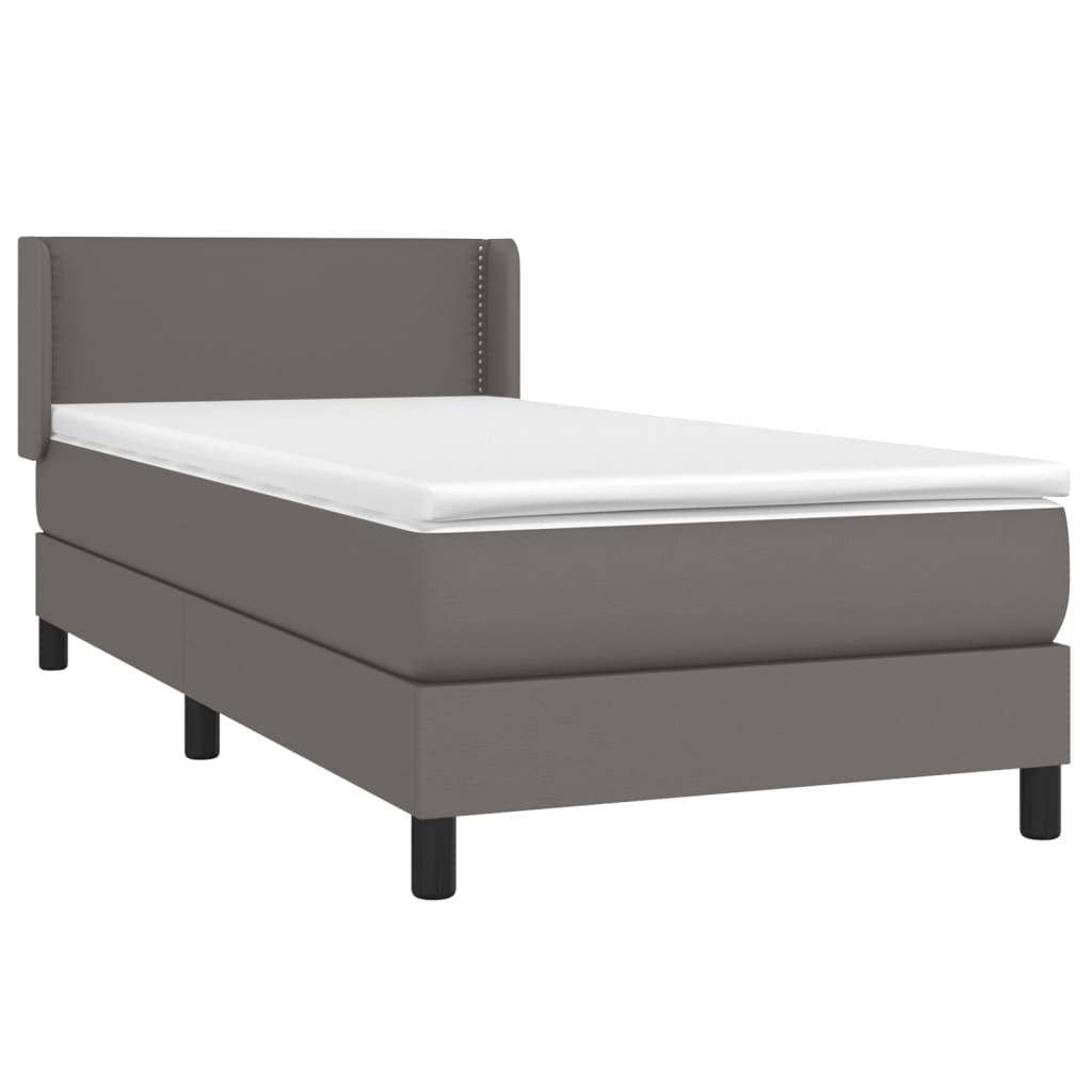 vidaXL Cama box spring con colchón cuero sintético gris 90x190 cm