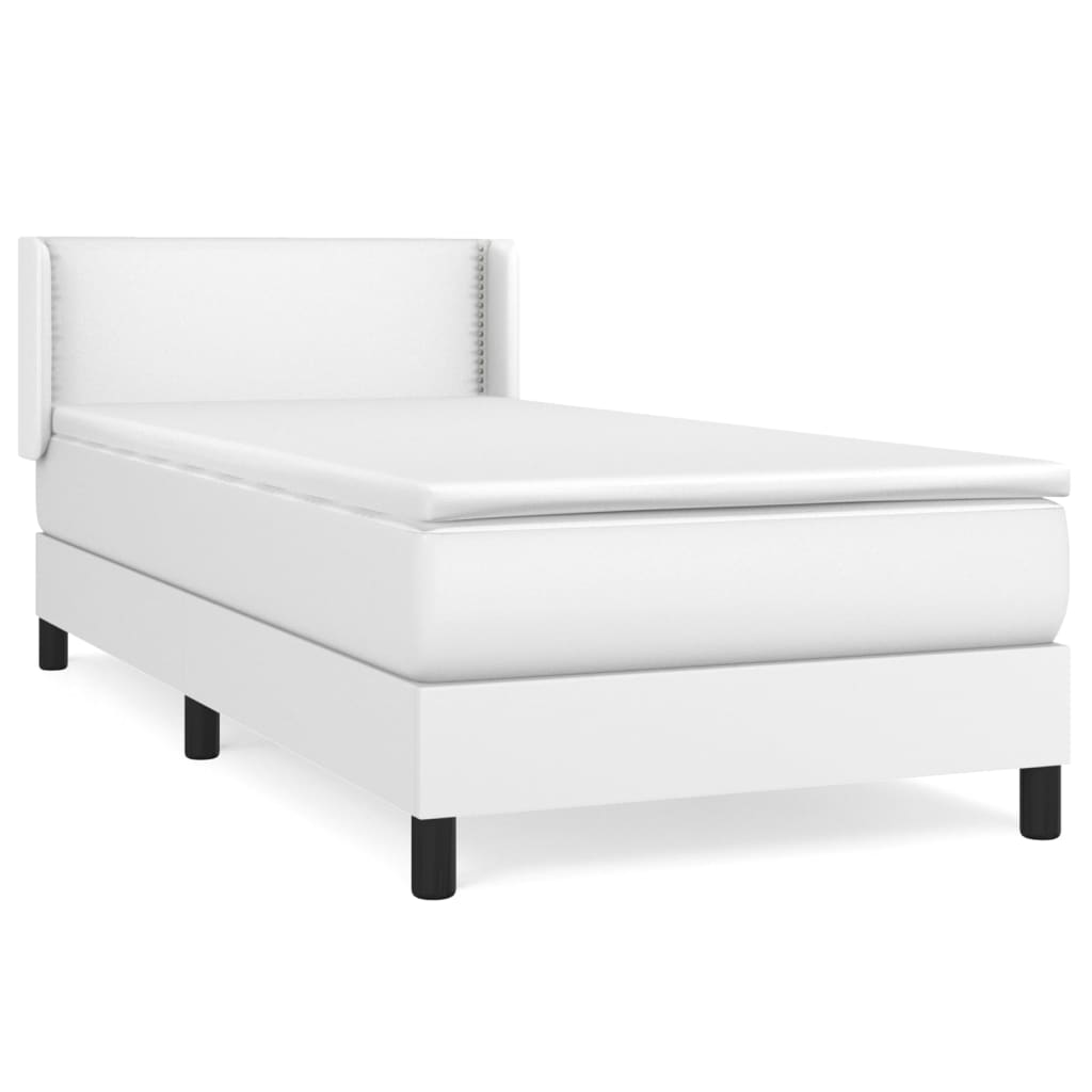 vidaXL Cama box spring con colchón cuero sintético blanco 100x200 cm