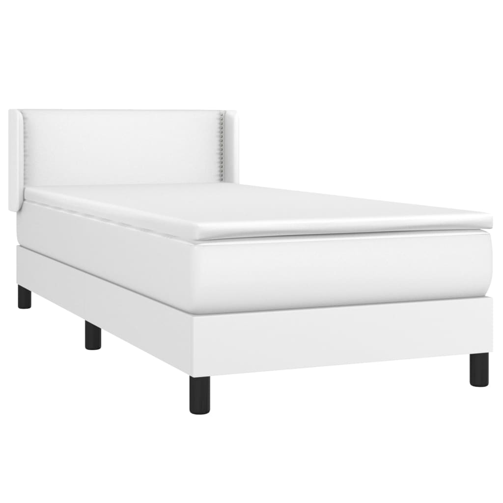 vidaXL Cama box spring con colchón cuero sintético blanco 100x200 cm