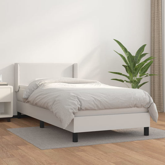 vidaXL Cama box spring con colchón cuero sintético blanco 100x200 cm