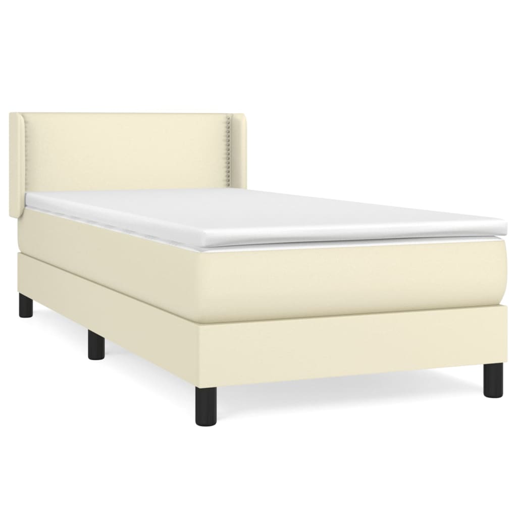 vidaXL Cama box spring con colchón cuero sintético crema 100x200 cm