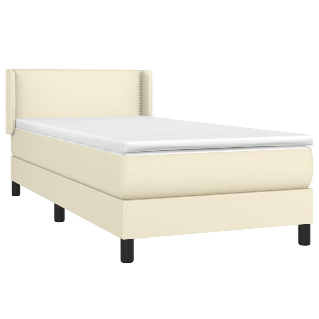 vidaXL Cama box spring con colchón cuero sintético crema 100x200 cm