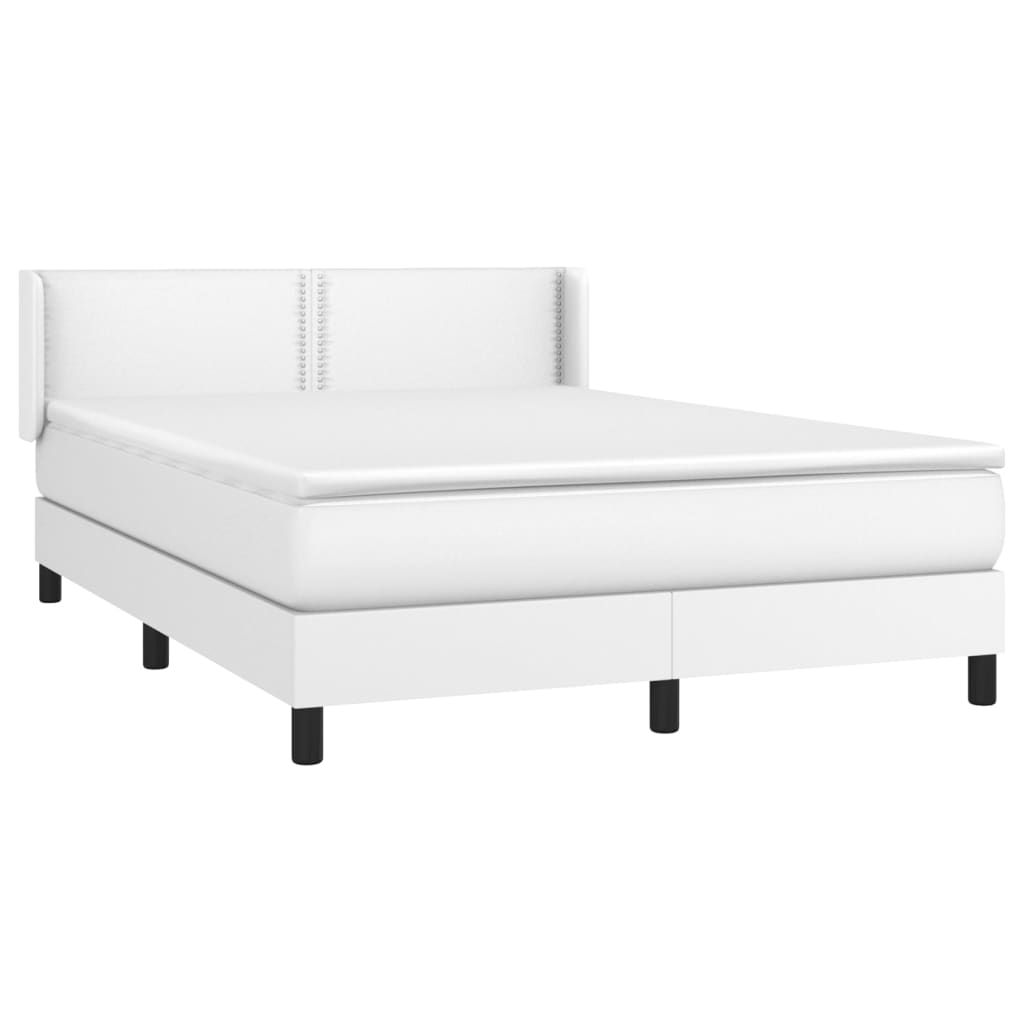 vidaXL Cama box spring con colchón cuero sintético blanco 140x190 cm