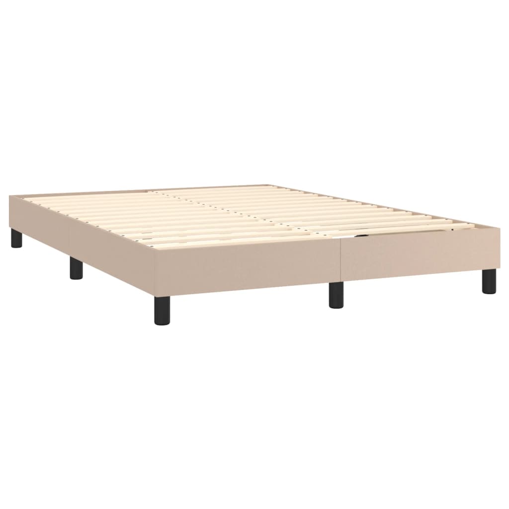 vidaXL Cama box spring con colchón cuero sintético capuchino 140x190cm