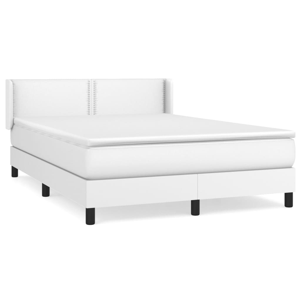 vidaXL Cama box spring con colchón cuero sintético blanco 140x200cm