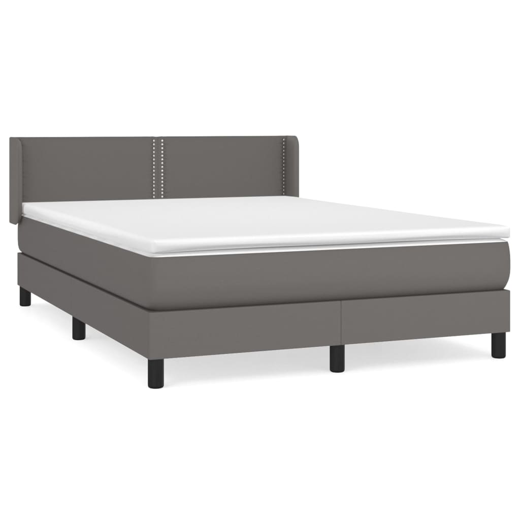 vidaXL Cama box spring con colchón cuero sintético gris 140x200 cm