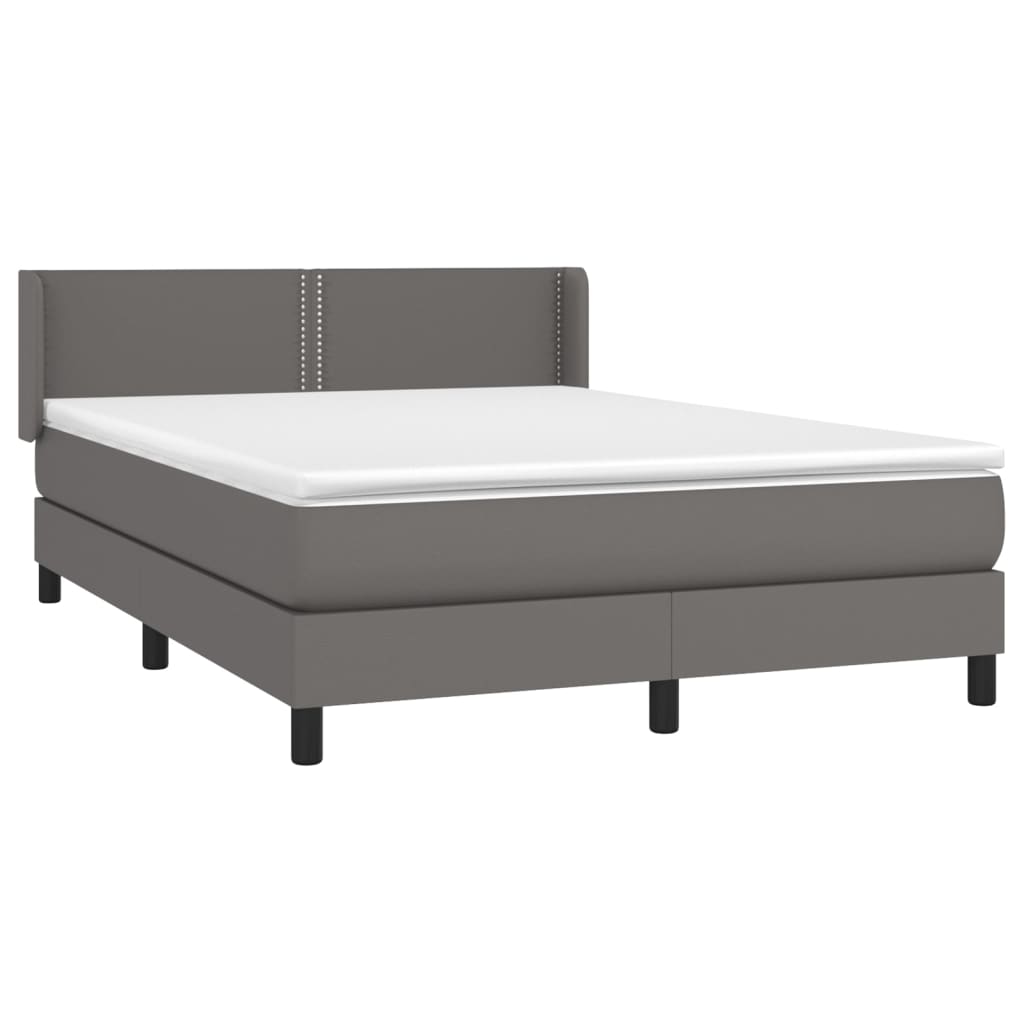 vidaXL Cama box spring con colchón cuero sintético gris 140x200 cm