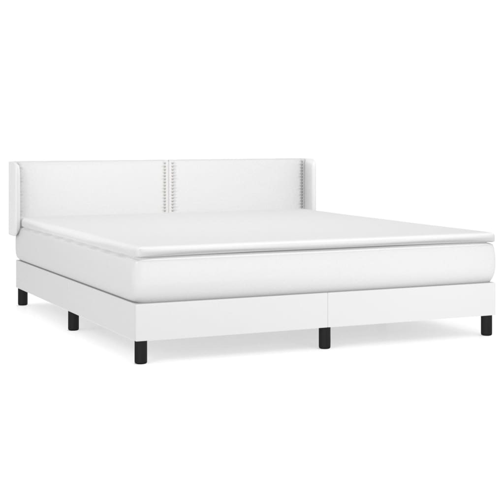 vidaXL Cama box spring con colchón cuero sintético blanco 160x200 cm