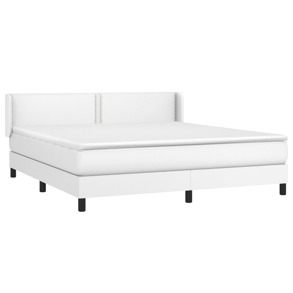 vidaXL Cama box spring con colchón cuero sintético blanco 160x200 cm