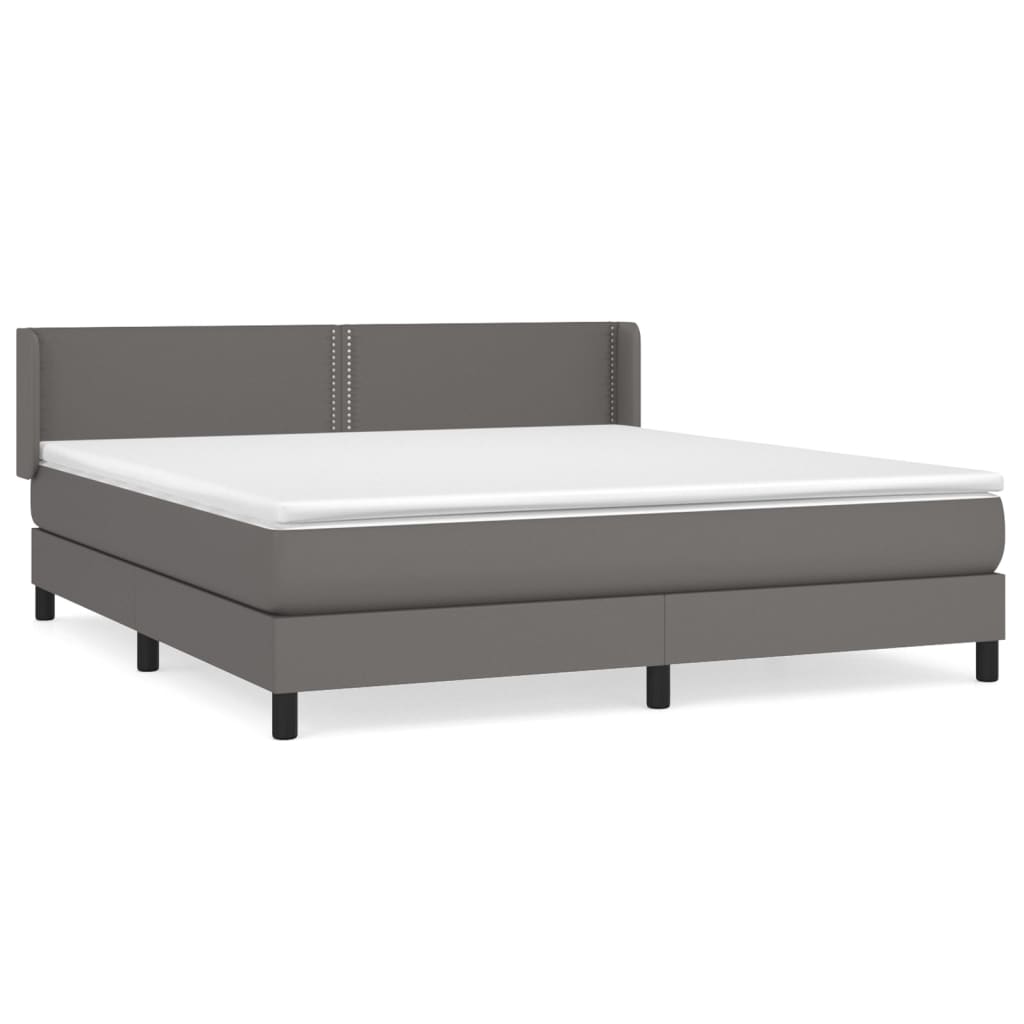 vidaXL Cama box spring con colchón cuero sintético gris 160x200 cm