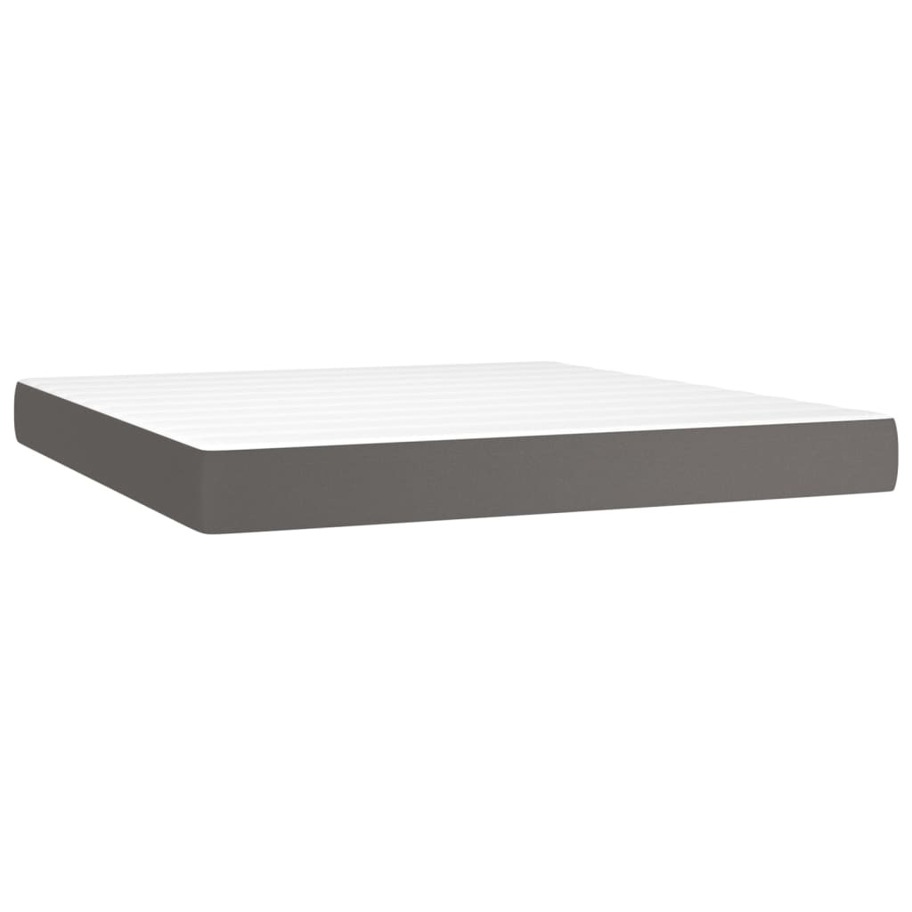 vidaXL Cama box spring con colchón cuero sintético gris 160x200 cm