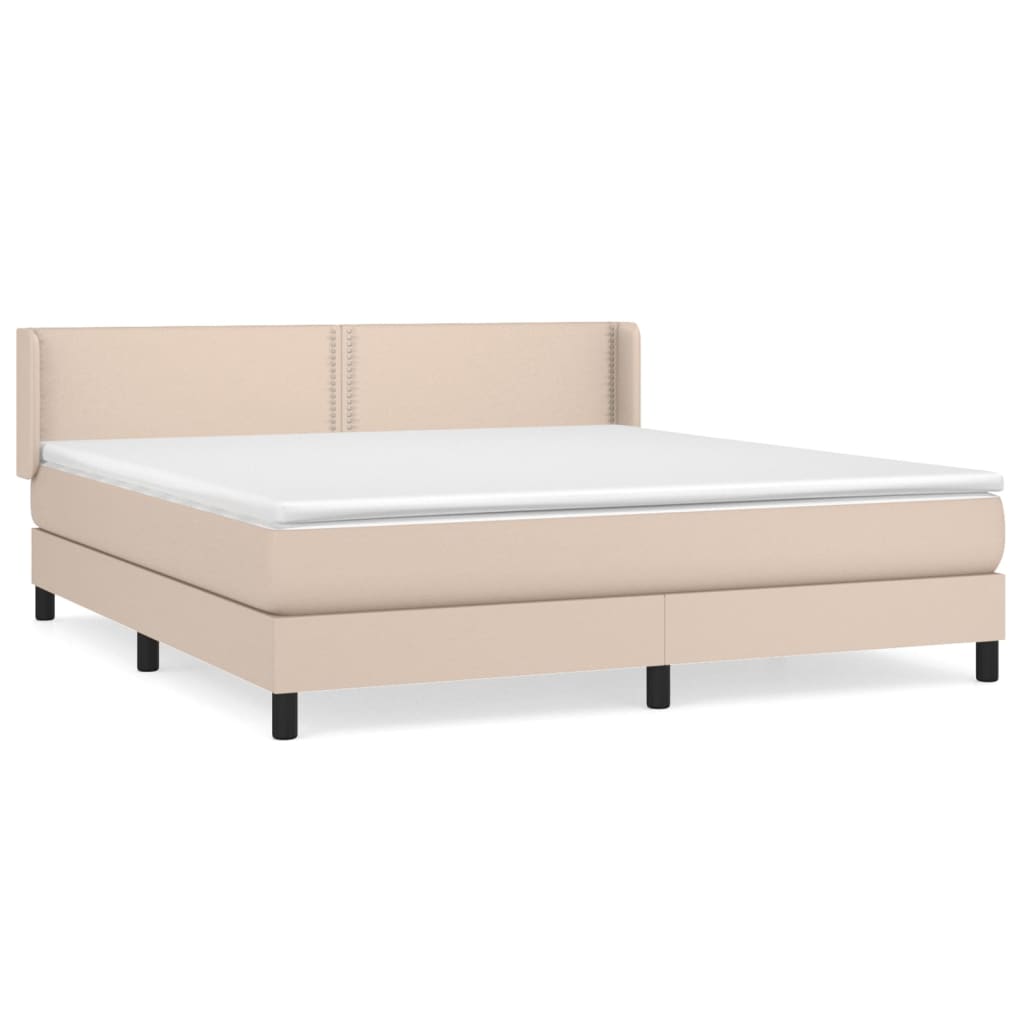 vidaXL Cama box spring con colchón cuero sintético capuchino 160x200cm