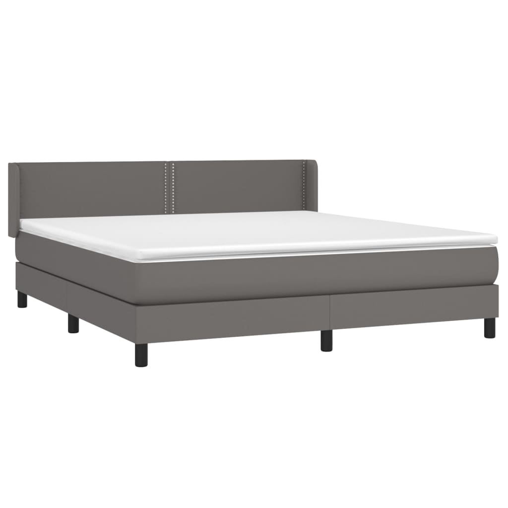 vidaXL Cama box spring con colchón cuero sintético gris 180x200 cm