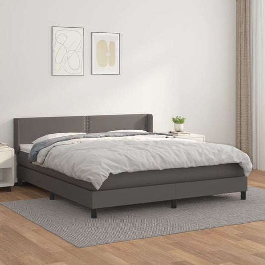 vidaXL Cama box spring con colchón cuero sintético gris 180x200 cm