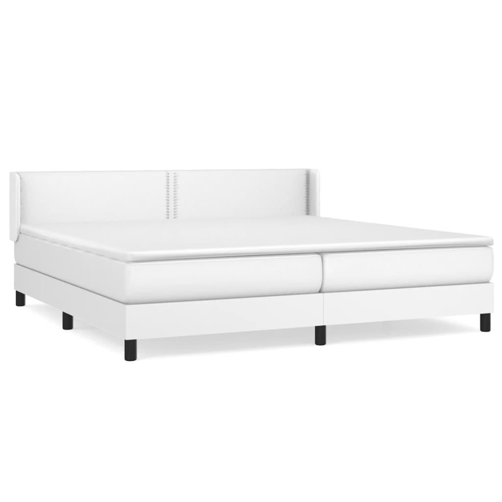 vidaXL Cama box spring con colchón cuero sintético blanco 200x200 cm