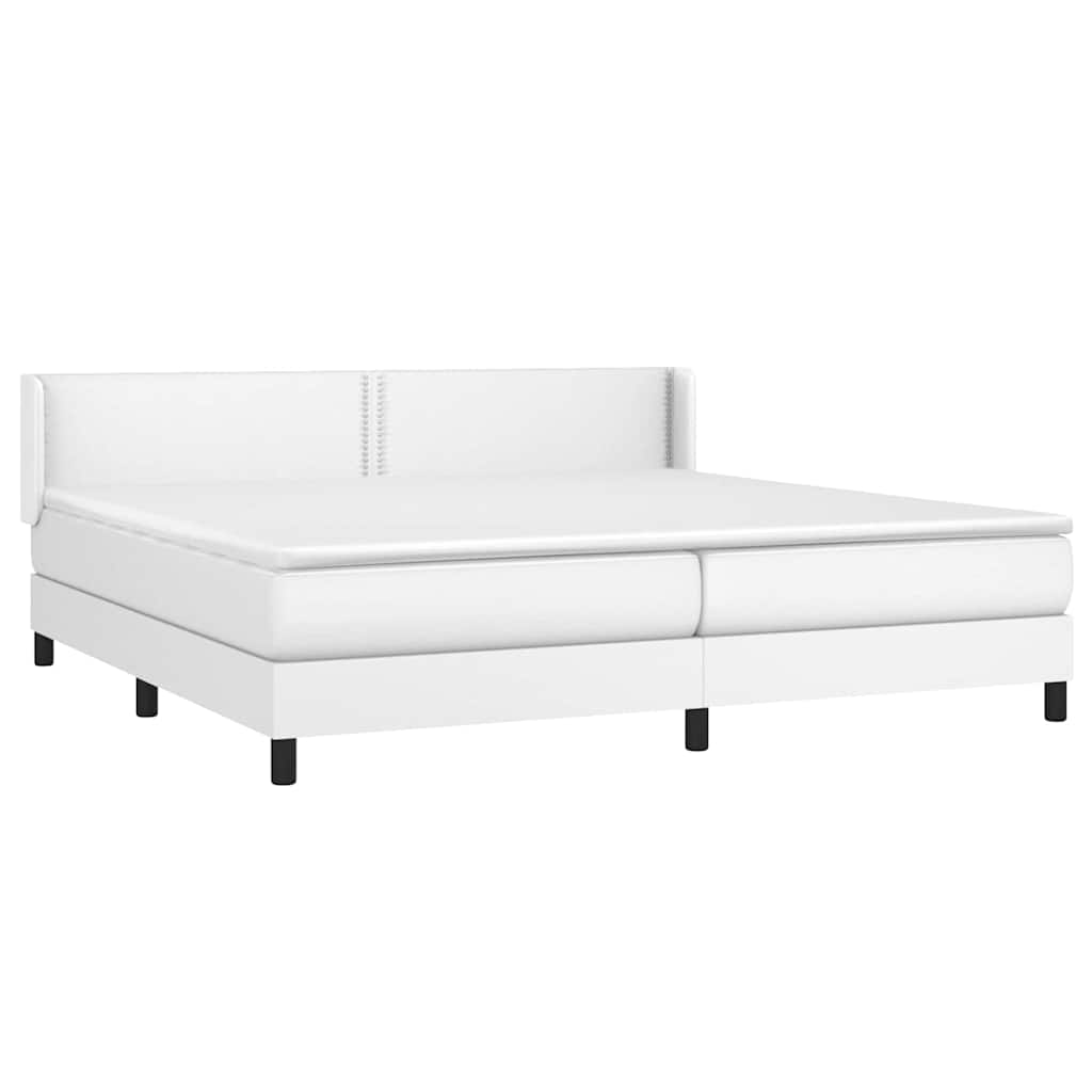 vidaXL Cama box spring con colchón cuero sintético blanco 200x200 cm