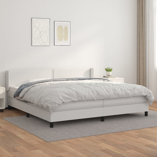 vidaXL Cama box spring con colchón cuero sintético blanco 200x200 cm