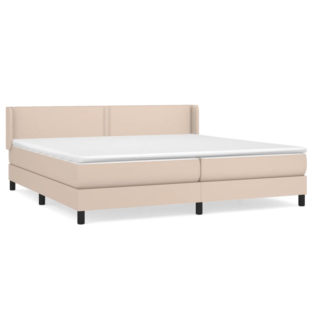 vidaXL Cama box spring con colchón cuero sintético capuchino 200x200cm