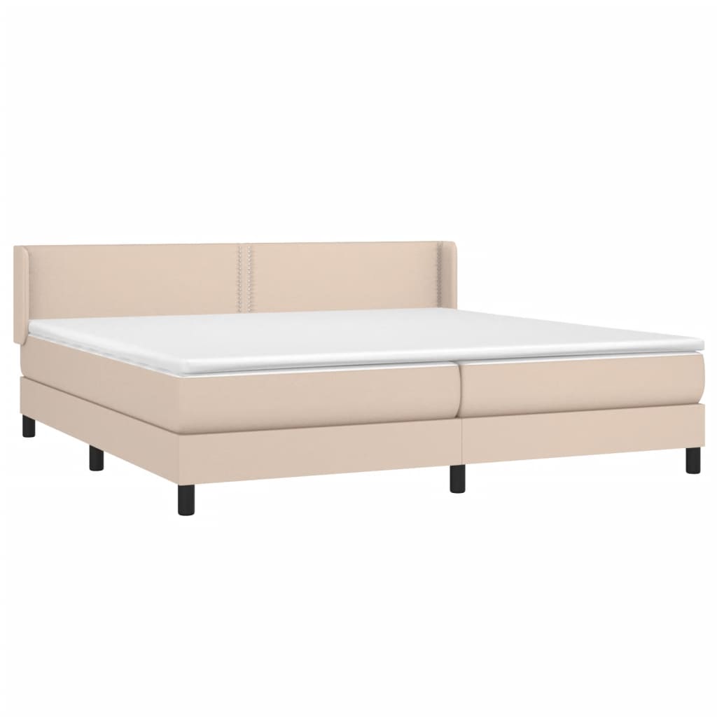 vidaXL Cama box spring con colchón cuero sintético capuchino 200x200cm