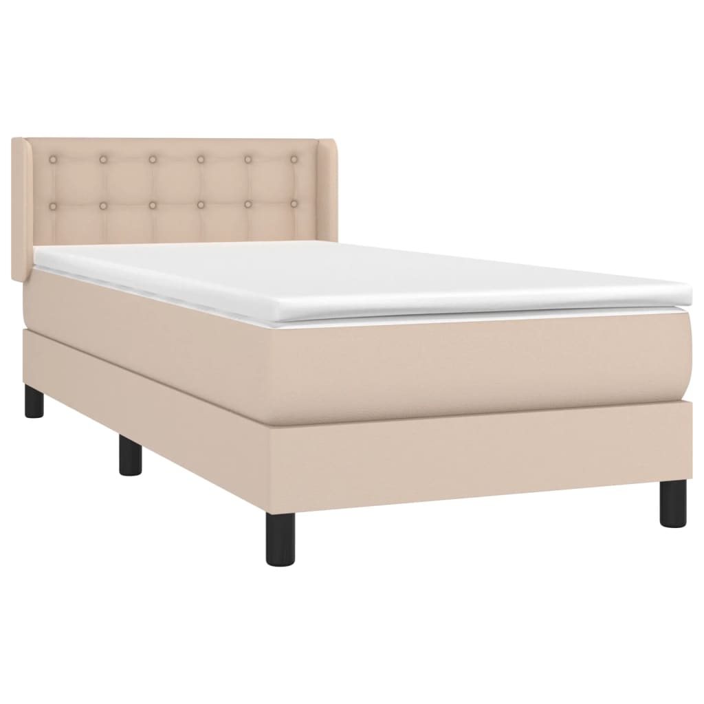 vidaXL Cama box spring con colchón cuero sintético capuchino 80x200 cm