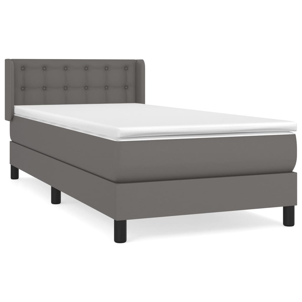 vidaXL Cama box spring con colchón cuero sintético gris 90x190 cm