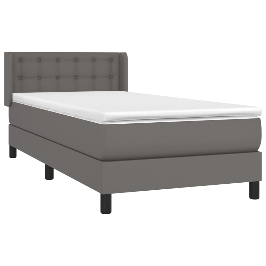 vidaXL Cama box spring con colchón cuero sintético gris 90x190 cm