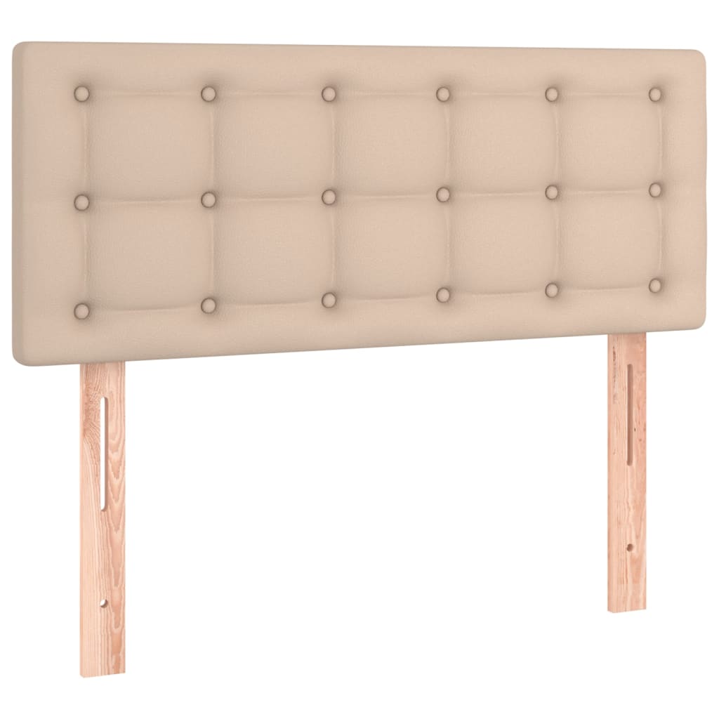 vidaXL Cama box spring con colchón cuero sintético capuchino 90x200 cm