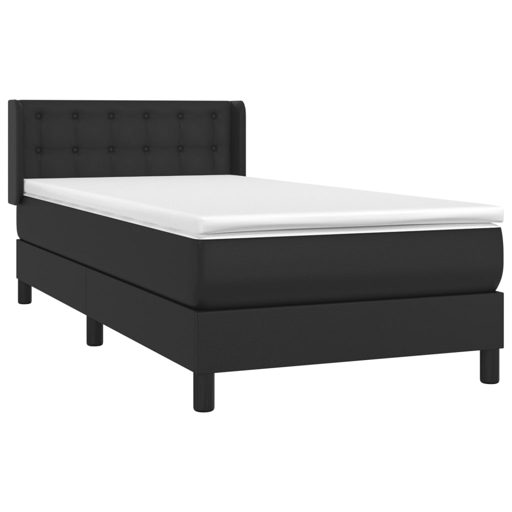 vidaXL Cama box spring con colchón cuero sintético negro 100x200 cm