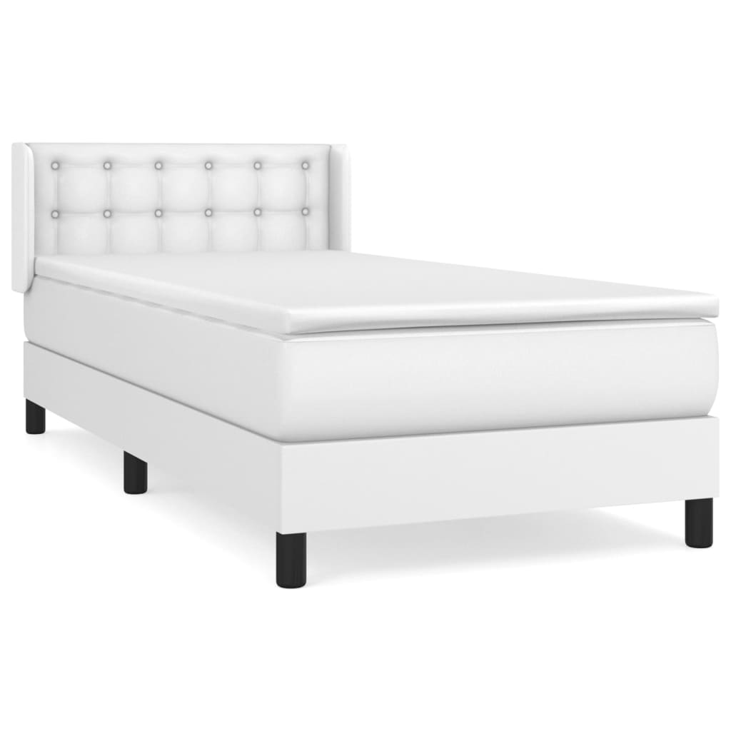 vidaXL Cama box spring con colchón cuero sintético blanco 100x200 cm