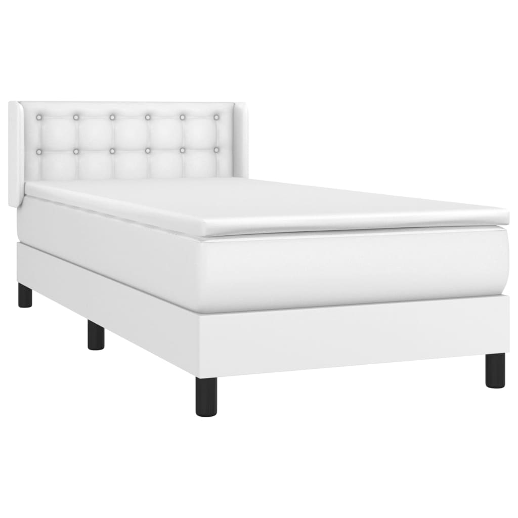 vidaXL Cama box spring con colchón cuero sintético blanco 100x200 cm