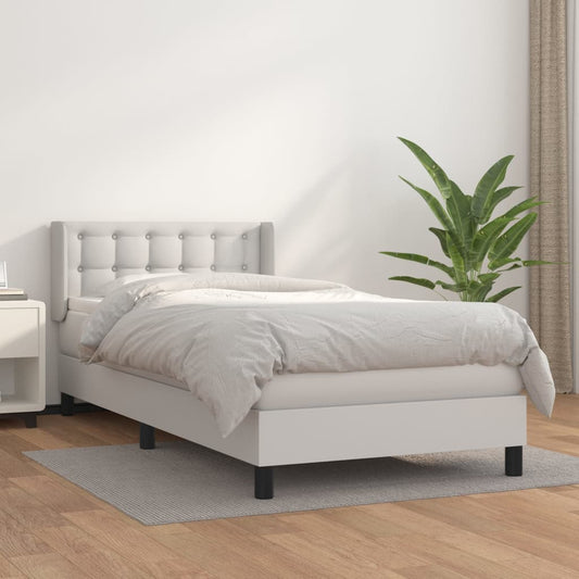 vidaXL Cama box spring con colchón cuero sintético blanco 100x200 cm