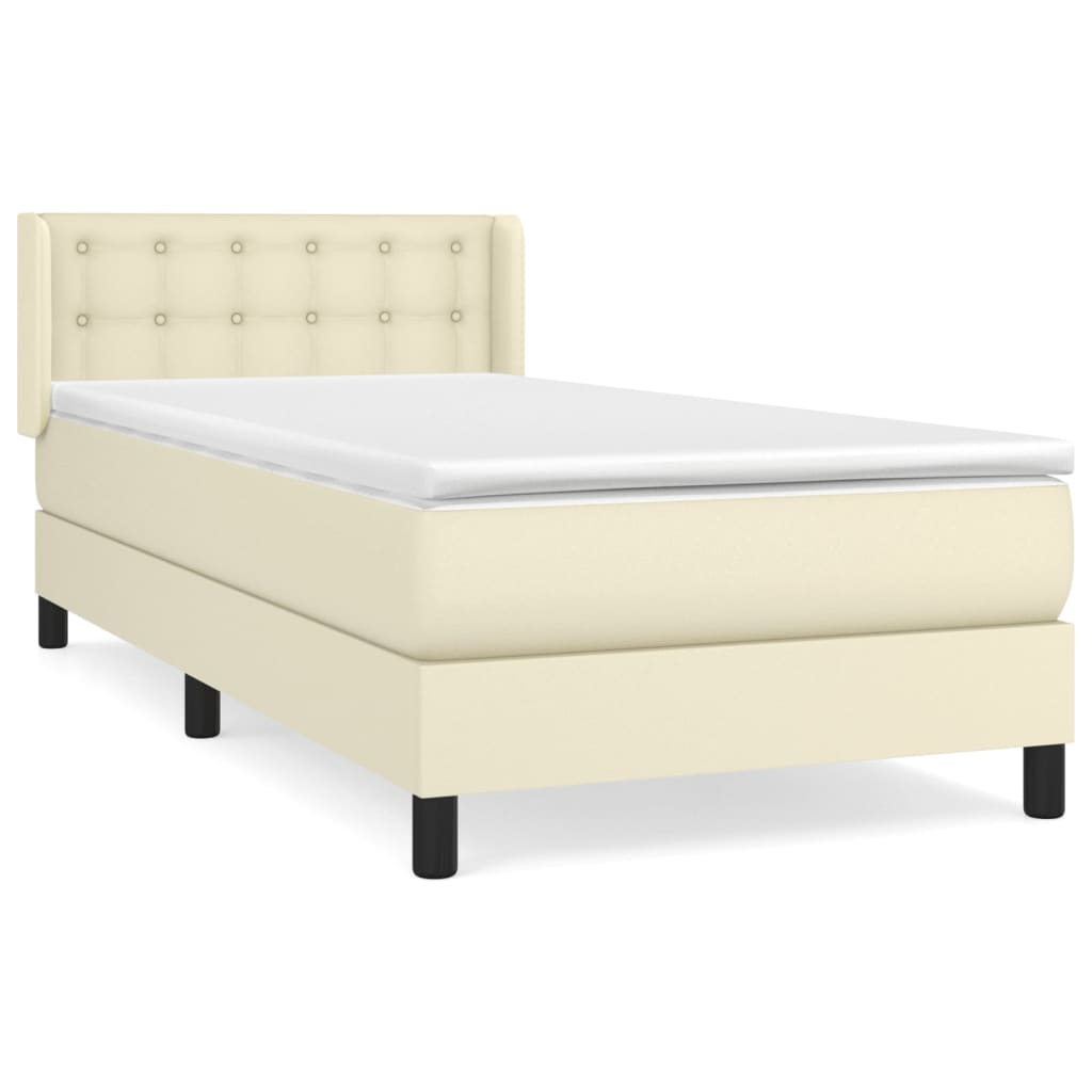 vidaXL Cama box spring con colchón cuero sintético crema 100x200 cm