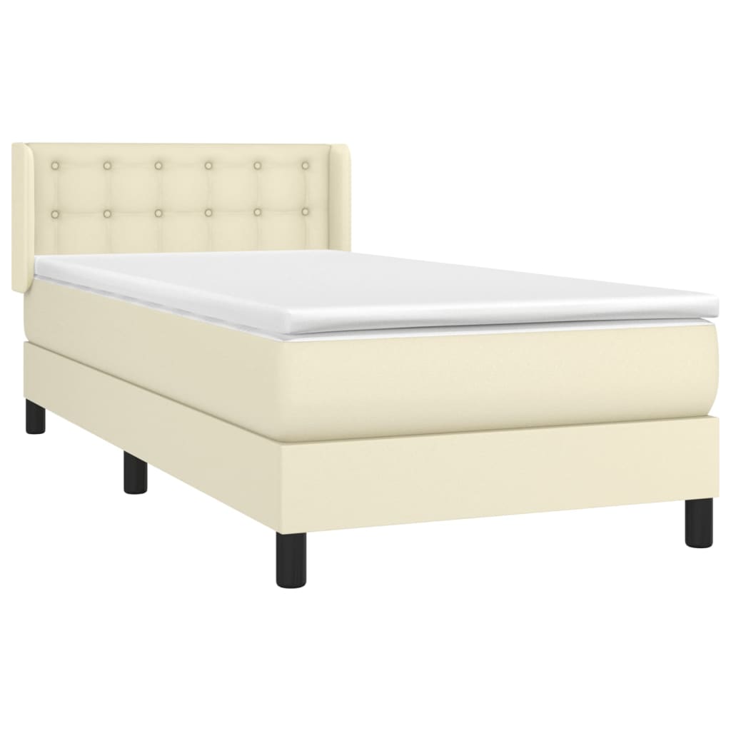 vidaXL Cama box spring con colchón cuero sintético crema 100x200 cm