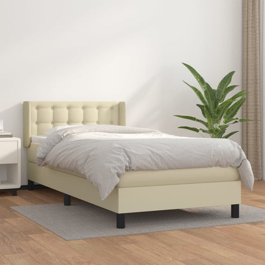 vidaXL Cama box spring con colchón cuero sintético crema 100x200 cm