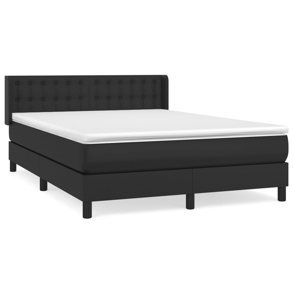 vidaXL Cama box spring con colchón cuero sintético negro 140x190 cm