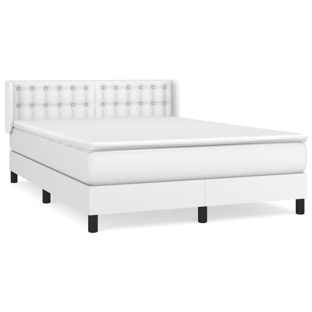 vidaXL Cama box spring con colchón cuero sintético blanco 140x190 cm